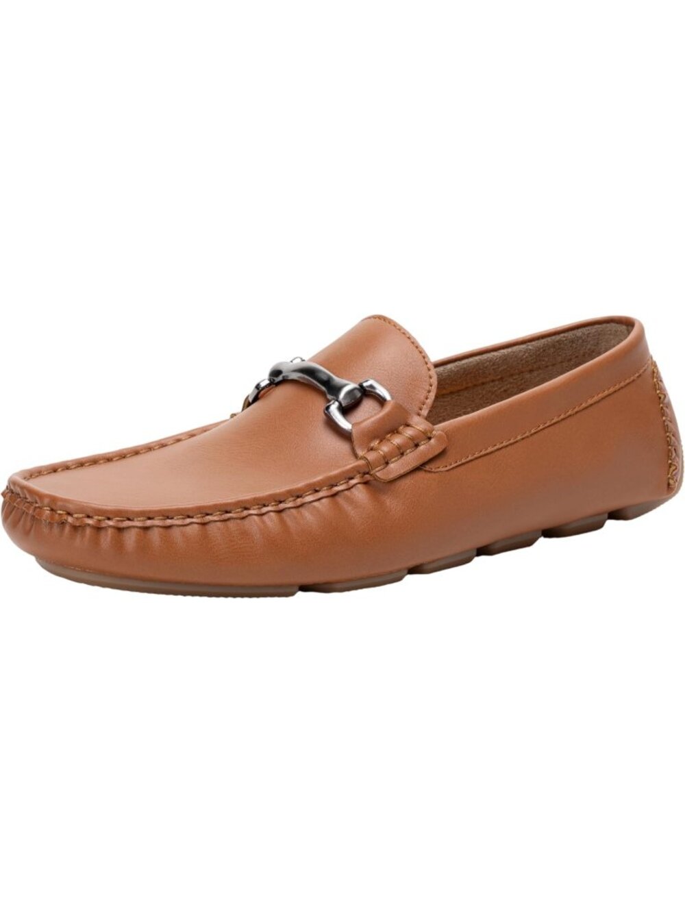 Men's Brown Square Toe Casual Dress Lightweight Flat Slip On Penny Loafers